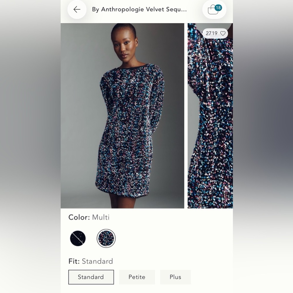 Anthropologie Multi-Color Sequin Velvet Dress